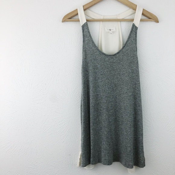 Lou & Grey Tops - Lou & Grey Mixed Media Semi-Sheer Razorback Tank